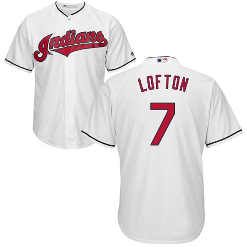 Indians #7 Kenny Lofton White Home Stitched Youth MLB Jersey - Click Image to Close